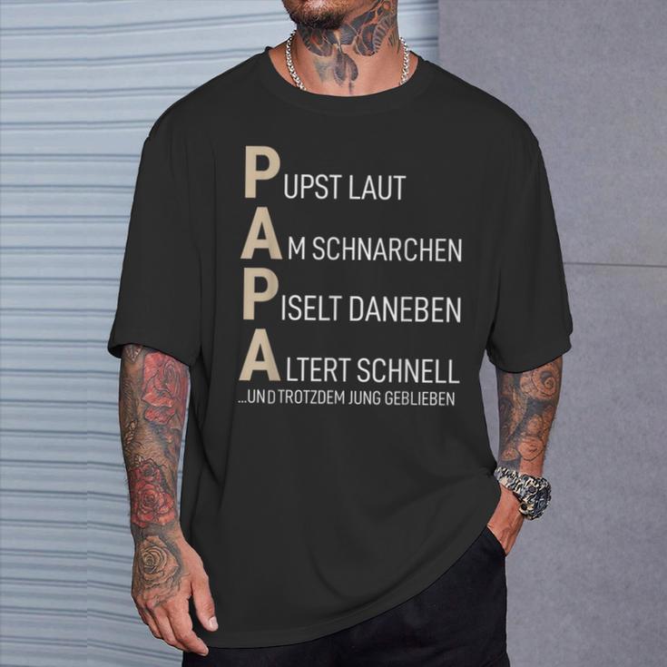 Papa Pupst Laut Am Snarchen Bester Dad Der Welt T-Shirt Geschenke für Ihn