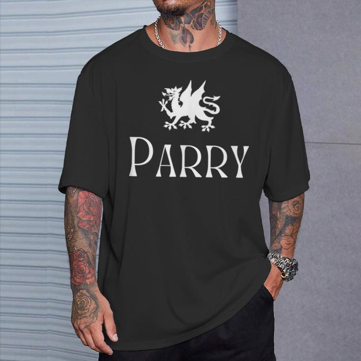 Parry Surname Welsh Family Name Wales Heraldic Dragon T-Shirt Gifts for Him