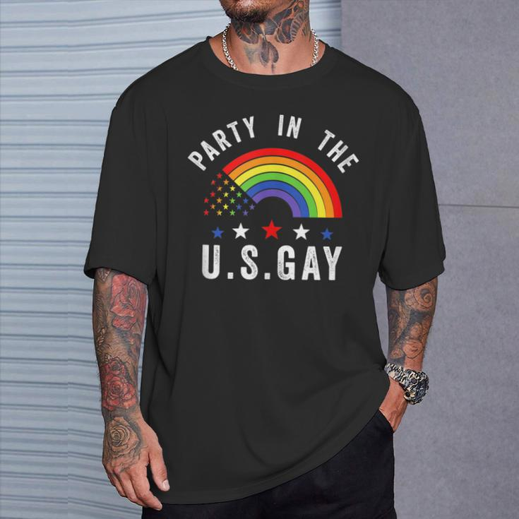 Party In The Us Gay Patriotic Usa Rainbow Flag T-Shirt Gifts for Him