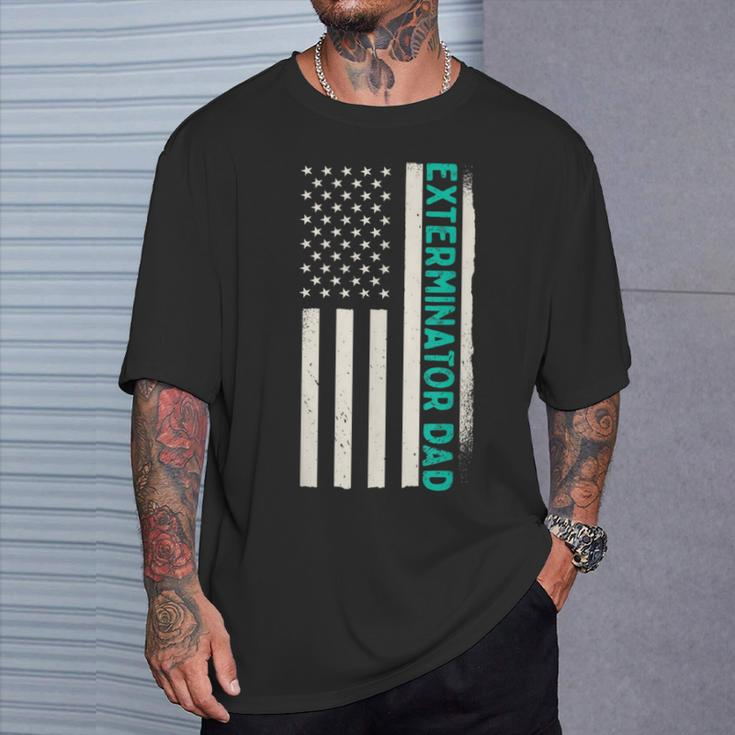 Patriotic Extermination Exterminator Dad American Flag T-Shirt Gifts for Him