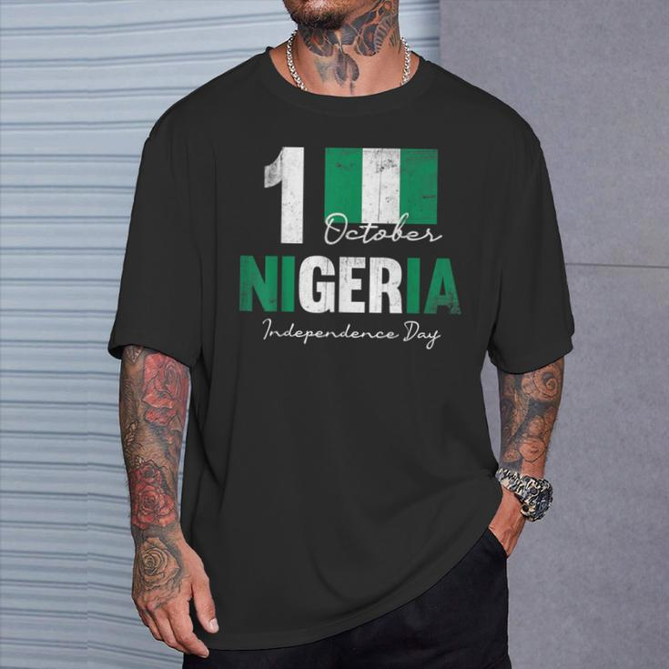 Patriotic Nigeria Independence Day Vintage Nigerian Flag T-Shirt Gifts for Him