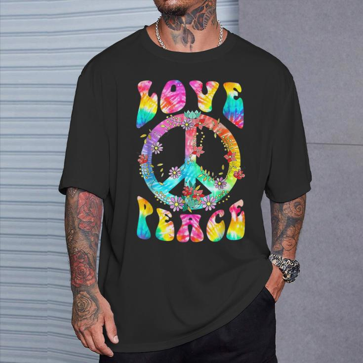 Peace Costume Sign Love 60S 70S Tie Dye Hippie Women T-Shirt Gifts for Him
