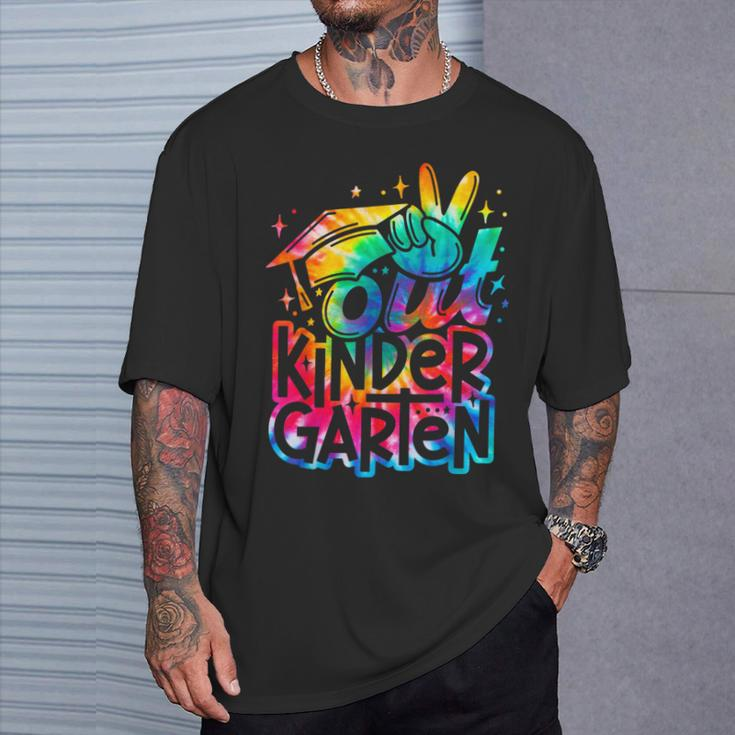Peace Out Kindergarten Graduate Last Day Of School Tie Dye T-Shirt Gifts for Him