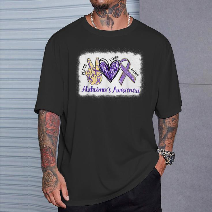Peace Love Cure Alzheimers Awareness 2023 T-Shirt Gifts for Him