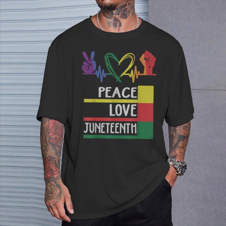 Peace Love Junenth Pride Black Girl Queen Men T-Shirt Gifts for Him