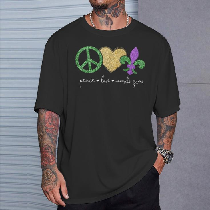 Peace Love Mardi Gras With Fleur De Lis In New Orleans T-Shirt Gifts for Him