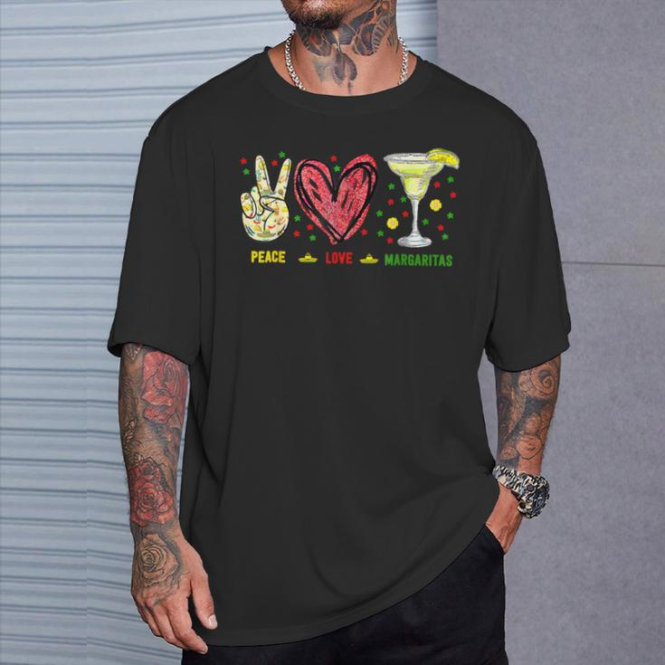 Peace Love Margarita Cinco De Mayo Drinking Party T-Shirt Gifts for Him