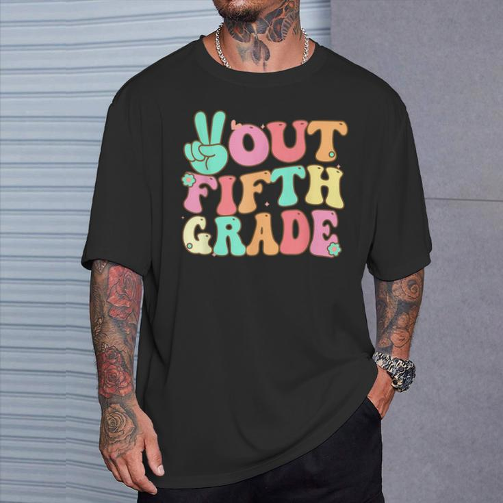 Peace Sign Out Fifth Grade Last Day School 5Th Graduation T-Shirt Gifts for Him