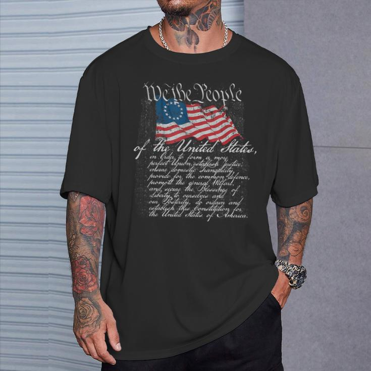 We The People US Constitution With Betsy Ross Flag T-Shirt Gifts for Him