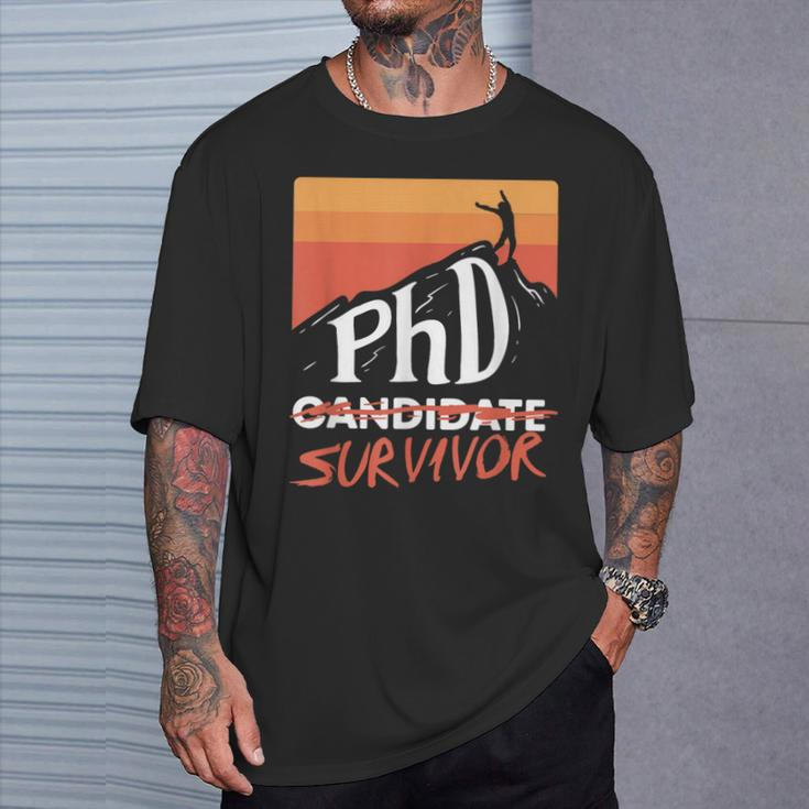 Phd Candidate Survivor Vintage Phd Graduation T-Shirt Gifts for Him
