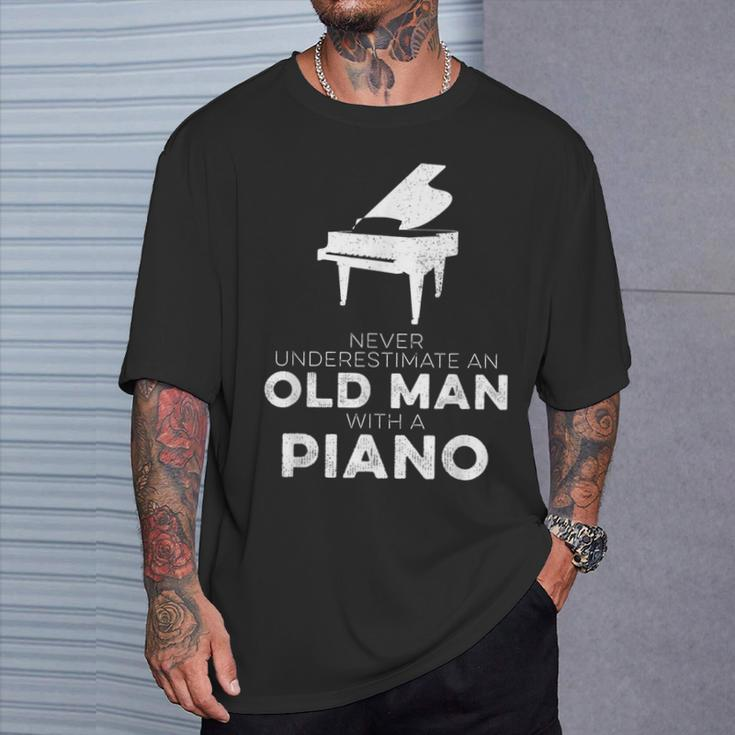 Pianist Never Underestimate An Old Man With A Piano Humor T-Shirt Gifts for Him