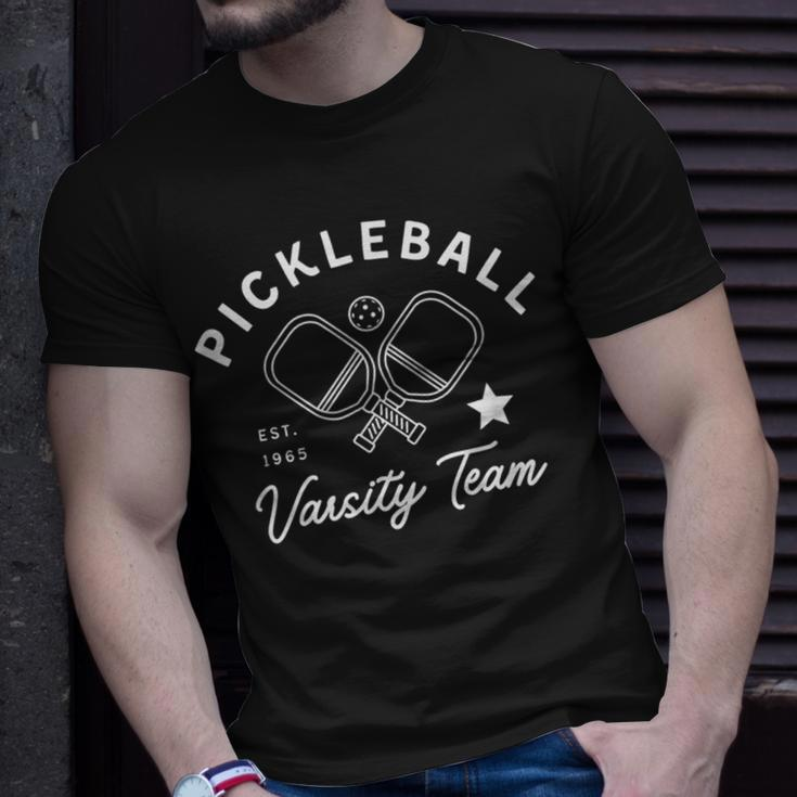 Pickleball Varsity Team Pickleball Player T-Shirt Gifts for Him