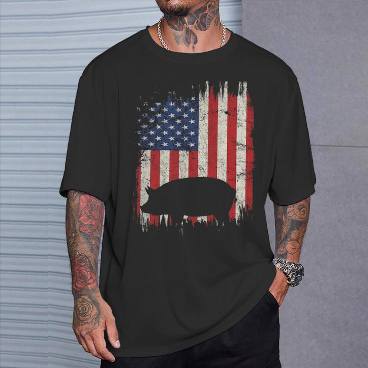 Pig 4Th Of July Pig American Flag Patriotic Farm T-Shirt Gifts for Him