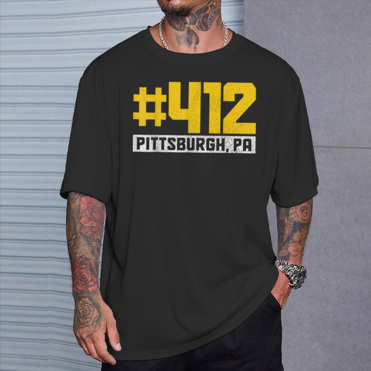 Pittsburgh 412 Area Pennsylvania Yinz Vintage Pride Yinzer T-Shirt Gifts for Him