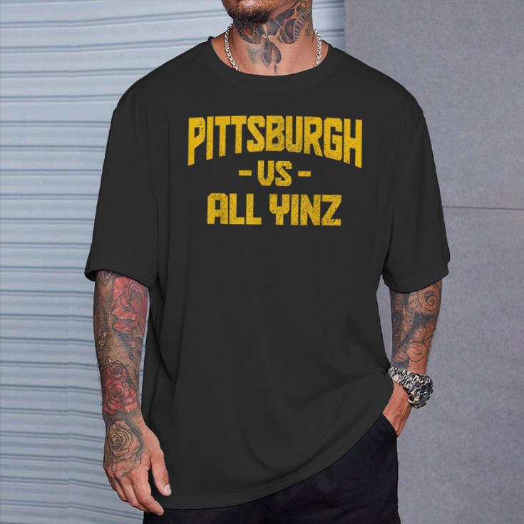 Pittsburgh Pennsylvania Map Yinz Vintage Pride Yinzer T-Shirt Gifts for Him