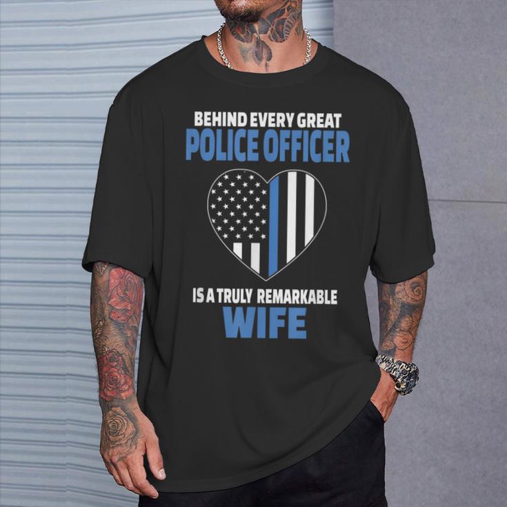 Police Officer Wife Cute Heart Flag T-Shirt Gifts for Him