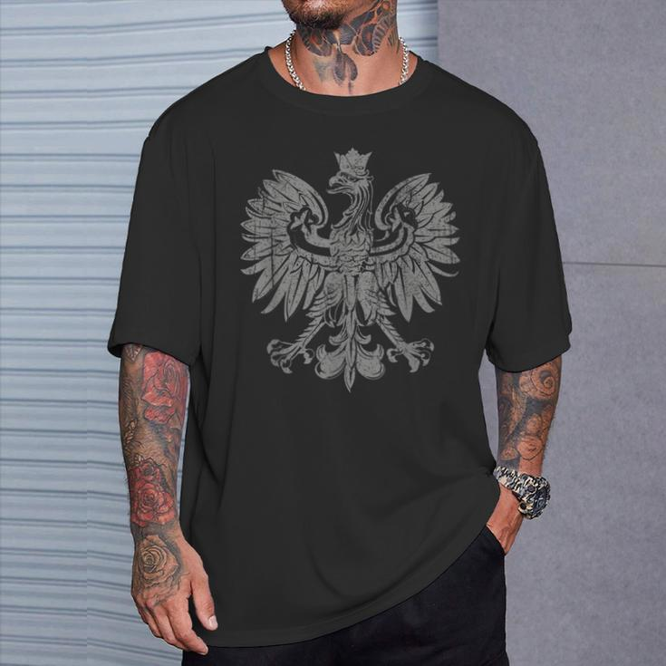 Polish Eagle Poland Coat Of Arms Polish Pride Retro Flag T-Shirt Gifts for Him