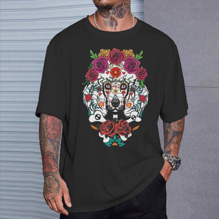 Poodle Dia De Los Muertos Day Of The Dead Dog Sugar Skull T-Shirt Gifts for Him