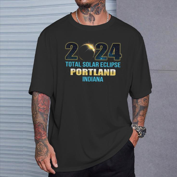 Portland Indiana Total Solar Eclipse 2024 T-Shirt Gifts for Him