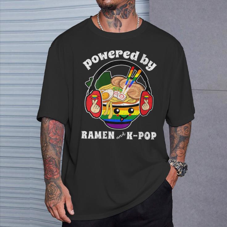 Powered By Ramen And Kpop Lgbt Gay Pride Month Ally Lgbtq T-Shirt Gifts for Him