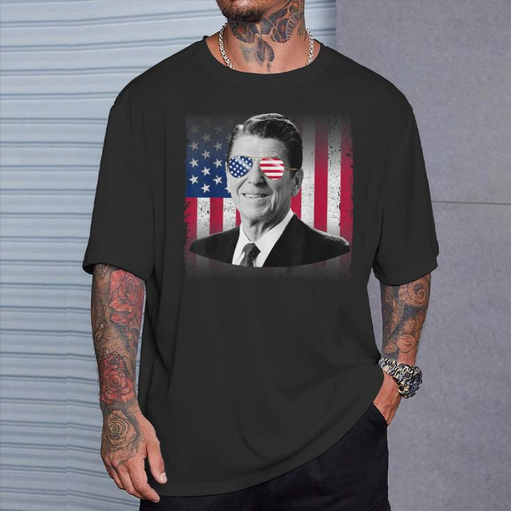 President Reagan Usa Flag Patriotic American 4Th Of July T-Shirt Gifts for Him
