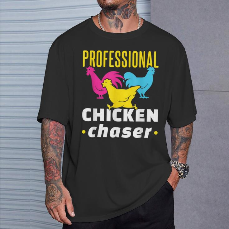 Professional Chicken Chaser Chickens Farming Farm T-Shirt Gifts for Him