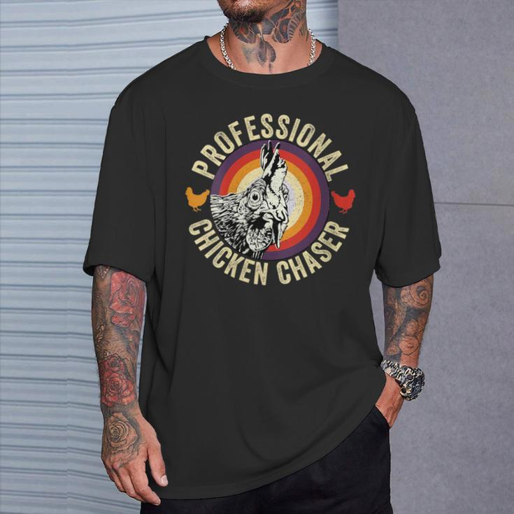 Professional Chicken Chaser Chicken Whisperer Farmer T-Shirt Gifts for Him