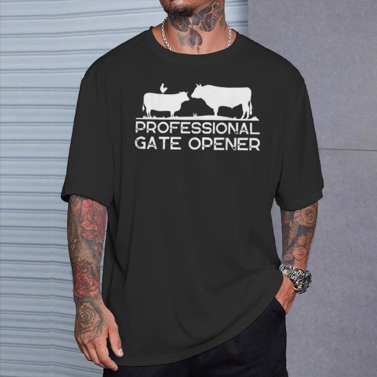 Professional Gate Opener Farmer Cow Vintage Farm Animal T-Shirt Gifts for Him