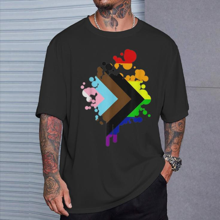 Progress Pride Rainbow Flag For Inclusivity T-Shirt Gifts for Him