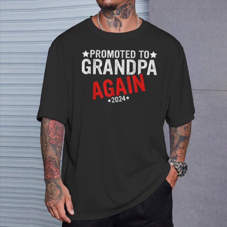 Promoted To Grandpa Again 2024 For New Baby Grandpa Again T-Shirt Gifts for Him