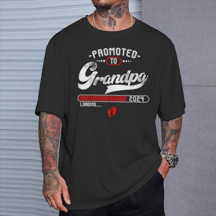 Promoted To Grandpa Est 2024 Loading Pregnancy Announcement T-Shirt Gifts for Him