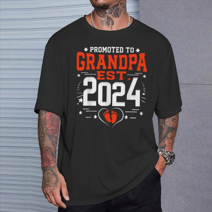 Promoted To Grandpa Est 2024 New Grandpa Father's Day 2024 T-Shirt Gifts for Him
