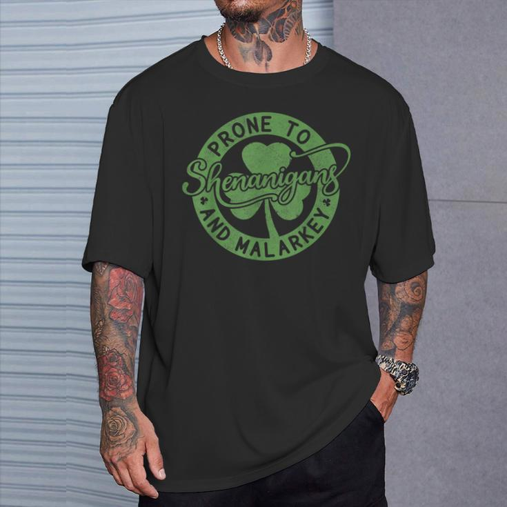 Prone To Shenanigans And Malarkey St Patricks Day 2024 T-Shirt Gifts for Him