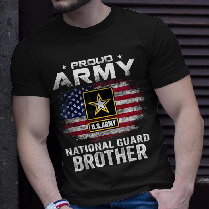 Proud Army National Guard Brother With American Flag T-Shirt Gifts for Him