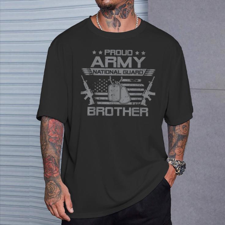 Proud Army National Guard Brother Flag Usa Military Veteran T-Shirt Gifts for Him