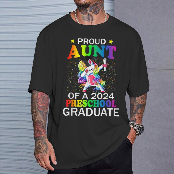 Proud Aunt Of A 2024 Preschool Graduate Unicorn Dab T-Shirt Gifts for Him