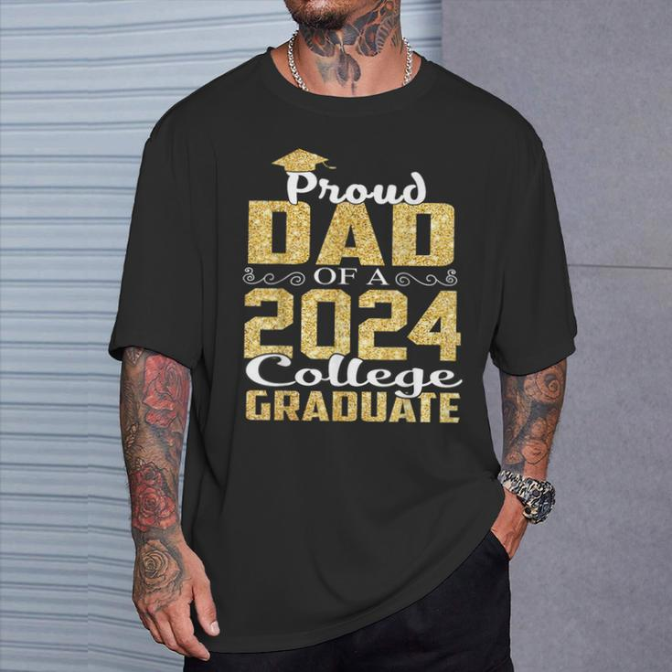 Proud Dad Of 2024 Graduate College Graduation T-Shirt Gifts for Him