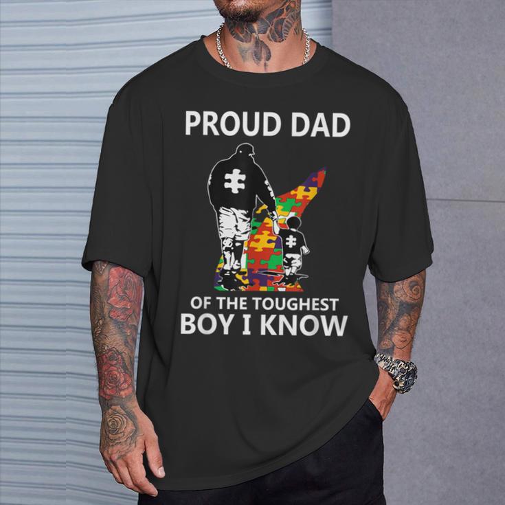 Proud Dad Of The Toughest Boy I Know Autism Awareness T-Shirt Gifts for Him