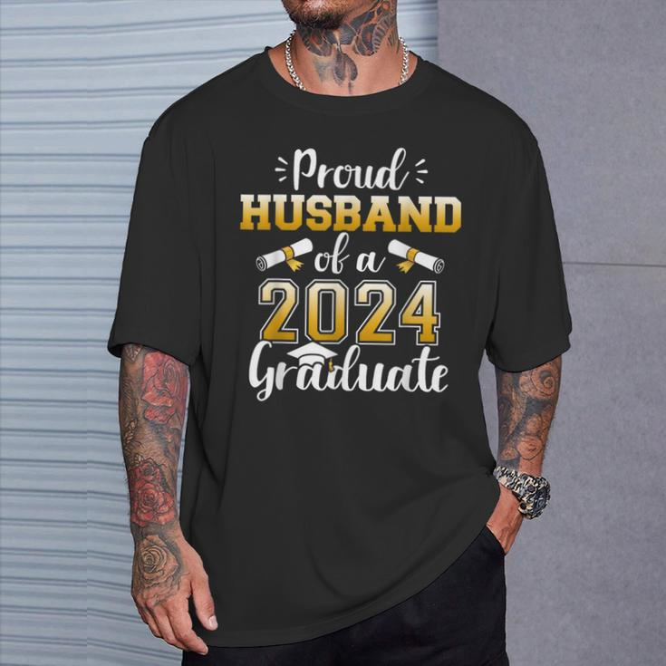 Proud Husband Of A Class Of 2024 Graduate Senior Graduation T-Shirt Gifts for Him