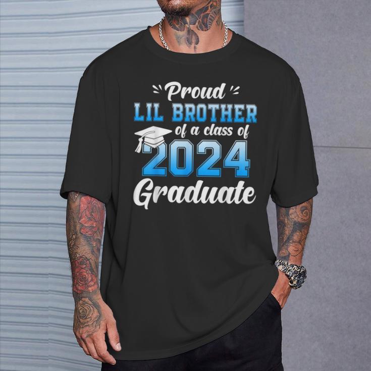 Proud Lil Brother Of A Class Of 2024 Graduate Senior T-Shirt Gifts for Him