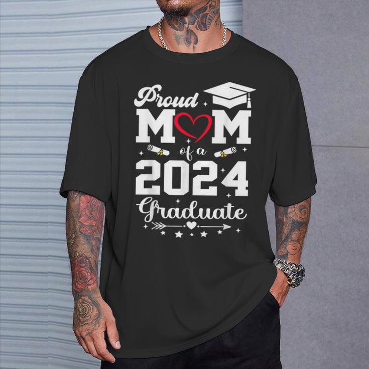 Proud Mom Of A Class Of 2024 Graduate Senior Mom 2024 T-Shirt | Mazezy