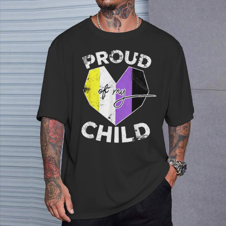 Proud Of My Nonbinary Child Non Binary Pride Flag Dad Mom T-Shirt Gifts for Him