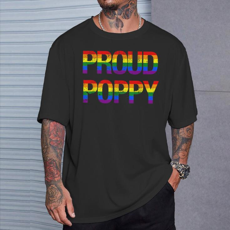 Proud Poppy Gay Pride Flag Lgbtq Pride Month Father's Day T-Shirt Gifts for Him