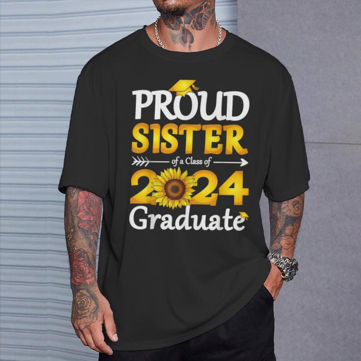 Proud Sister Of A Class Of 2024 Graduate Sunflower T-Shirt Gifts for Him