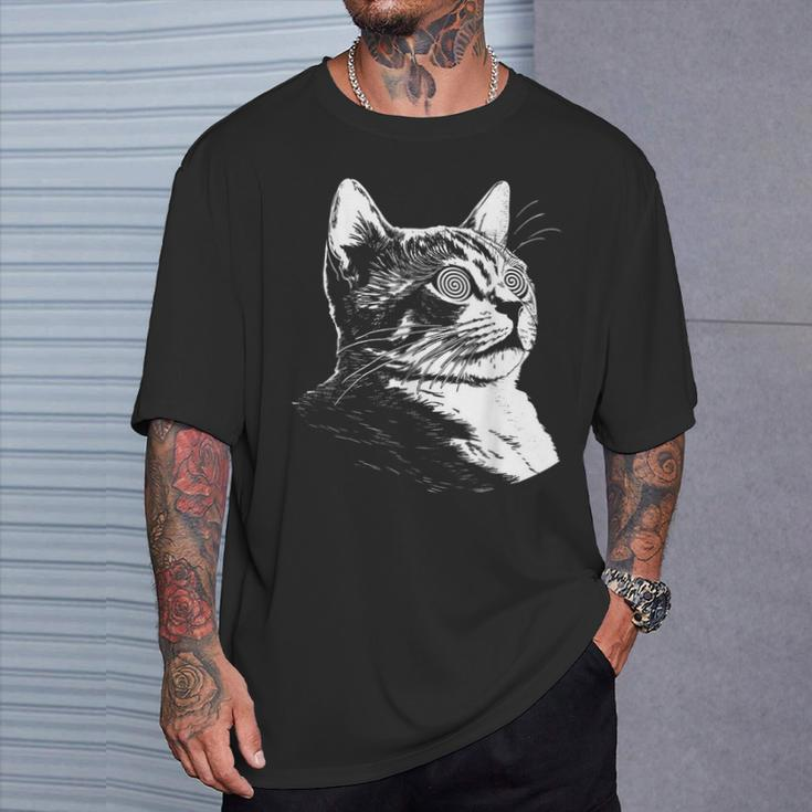 Psychedelic Cat Festival Edm Trippy Illusion Kitty Rave Cats T-Shirt Gifts for Him