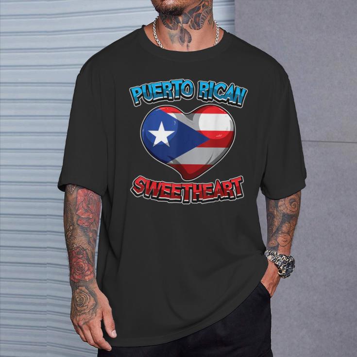 Puerto Rican Sweetheart Puerto Rico Flag Heart Love T-Shirt Gifts for Him