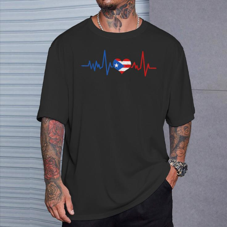 Puerto Rico Heart Puertorro Heartbeat Ekg Pulse Puerto Rican T-Shirt Gifts for Him
