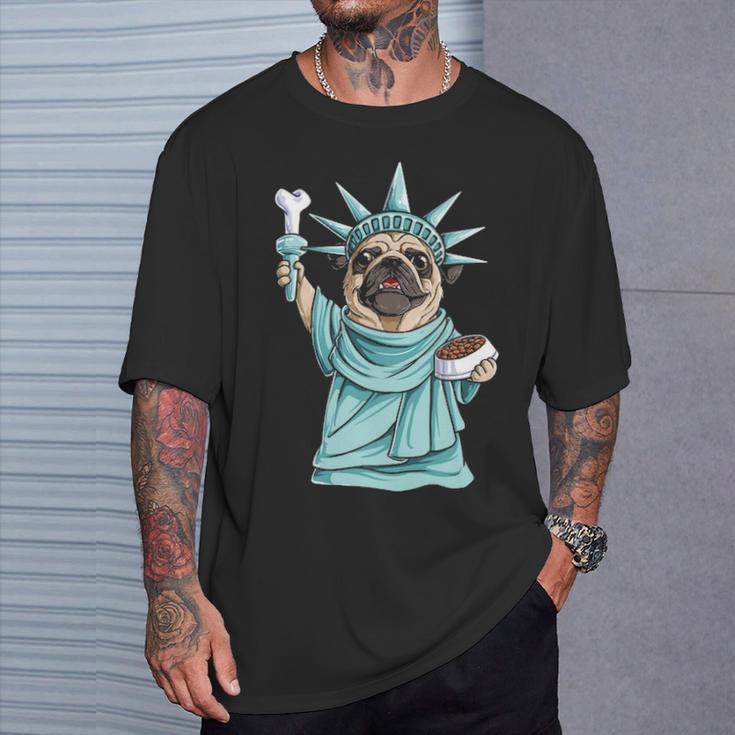 Pug Statue Of Liberty 4Th Of July Dog Lover T-Shirt Gifts for Him