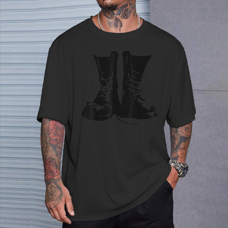 Punk Boots Leather Boots Military Left Shoe Motif T-Shirt Gifts for Him