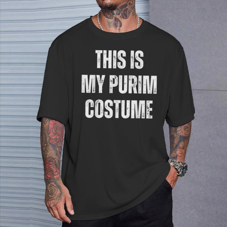 This Is My Purim Costume Distressed White Text T-Shirt Gifts for Him